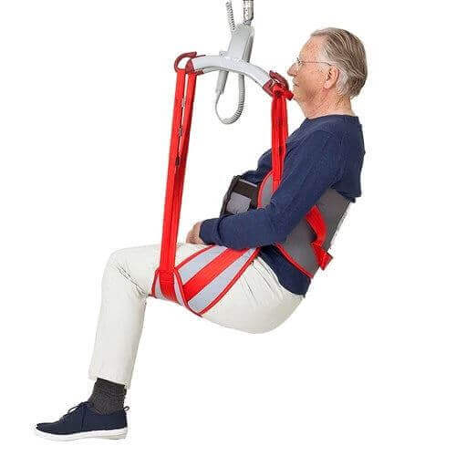 Molift - RgoSling Toilet LowBack Padded Patient Sling being used by a patient