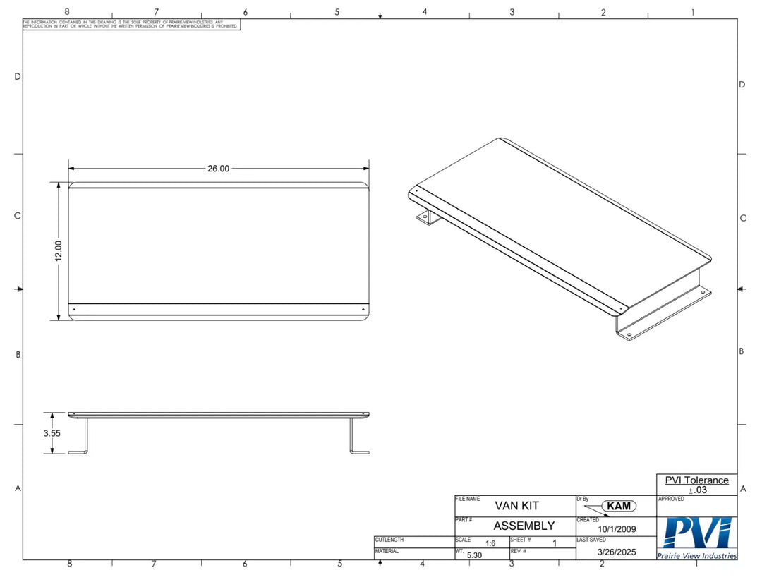 Technical drawing of a metal frame assembly with dimensions and tolerances.