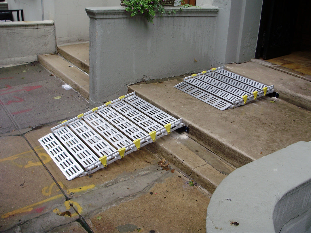 roll-a-ramp portable aluminum wheelchair ramp at reliable ramps two ramps in front of each other for 2 thresholds