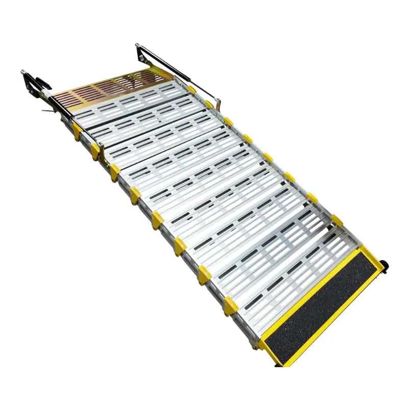 roll-a-ramps assisted bi fold van ramp on reliable ramps unfolded facing to the right