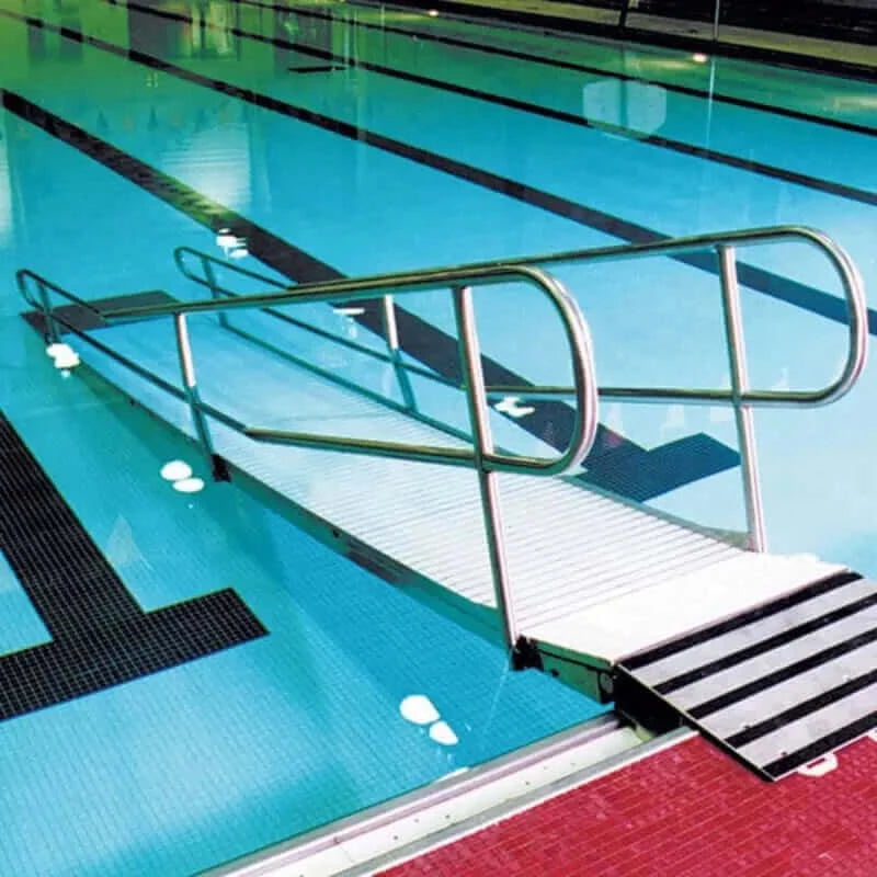 Spectrum Aquatics - Pool Access Mobility Ramp (28630) Pool Steps Spectrum Aquatics installed next to an in ground pool
