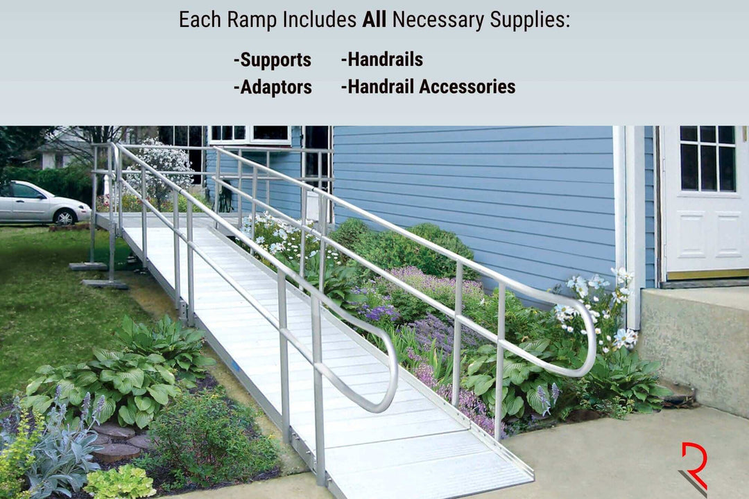 AlumiRamp - Armada Modular Aluminum Ramp System + Handrails - with ancillary words of what's included with the ramp