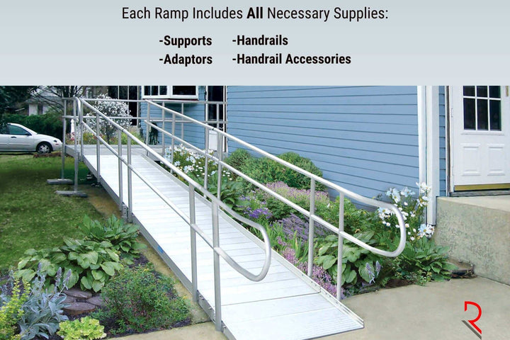 AlumiRamp - Armada Modular Aluminum Ramp System + Handrails - with ancillary words of what's included with the ramp