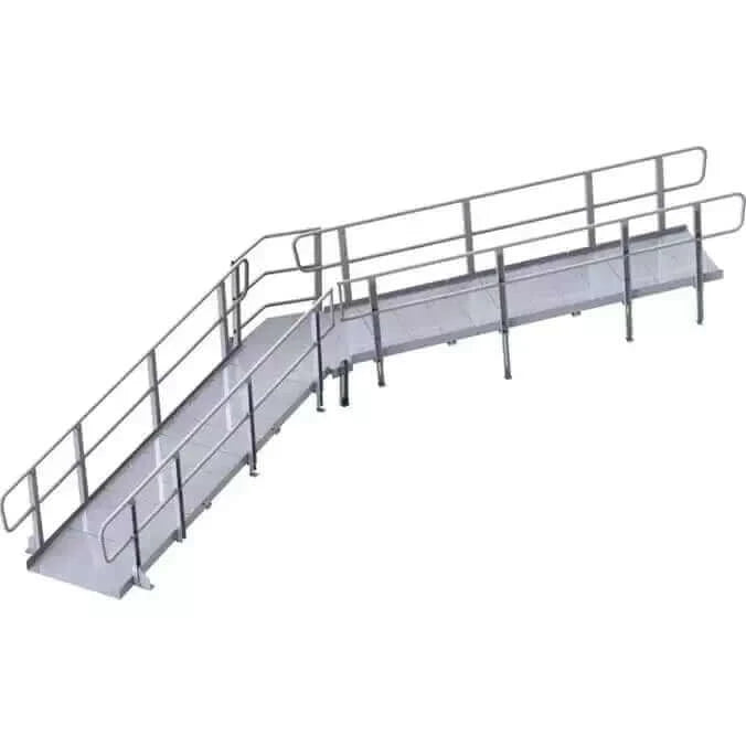 PVI - Modular Platform - XP Aluminum Wheelchair Ramp with Handrails angled design with white background