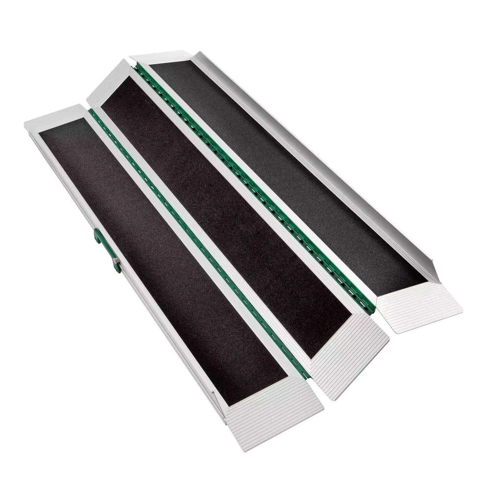 Guldmann - Stepless EasyFold Pro3 Portable Wheelchair Ramp with white background being folded up