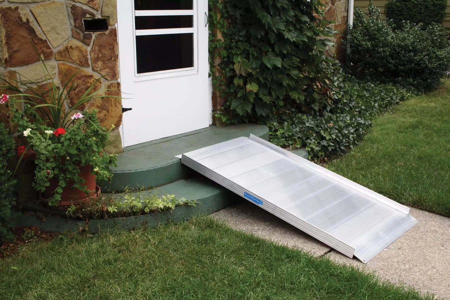 AlumiRamp - AlumiLite Solid Aluminum Curb Wheelchair Ramp - in front of a house