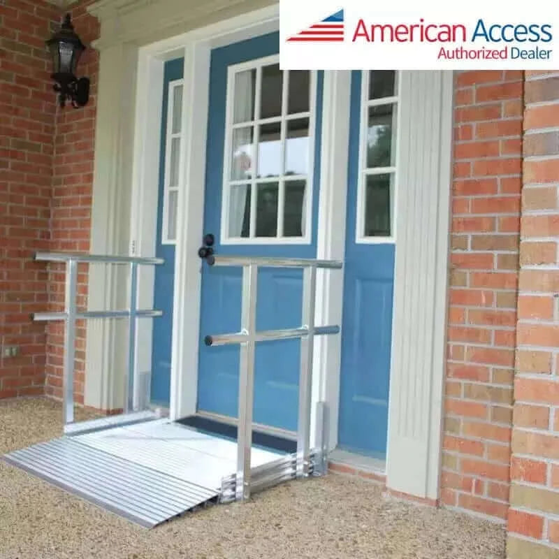 American Access - Big Lug Aluminum Modular Wheelchair Ramp - used at a front door of a house