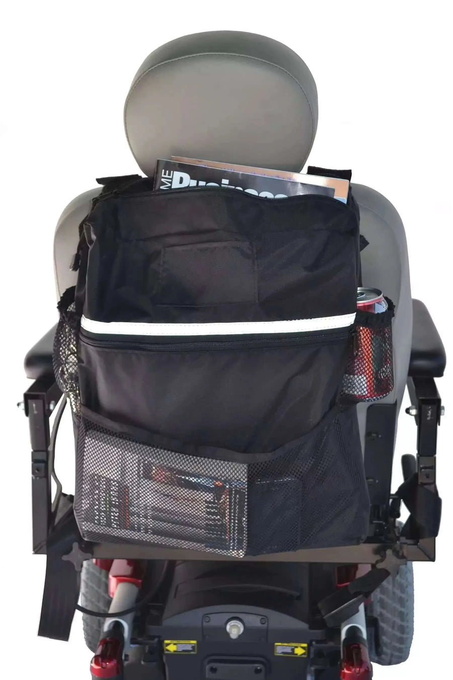 Diestco - Deluxe Seatback Bag for Mobility Equipment on scooter with white background