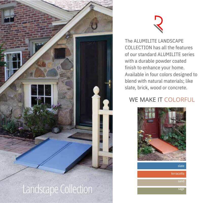 AlumiLite Folding Wheelchair Curb Ramp - brochure showing color options