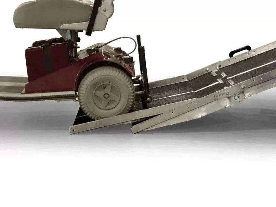 PVI - Van Ramp Adapter for Multi-Fold Rear Door Mountable Van Wheelchair Ramp being used with a motor scooter