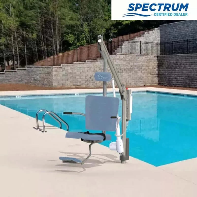 Spectrum Aquatics - Motion Trek BP 400 Lift with Anchor (163145) installed next to an in ground pool