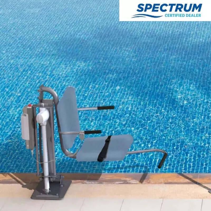 Spectrum Aquatics - Aqua Buddy BP 350 Lift - Reversed - (1730116-R) sitting in front of a pool all set up