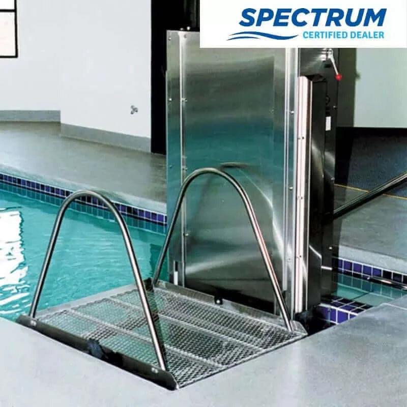 Spectrum Aquatics - Glacier Water Powered Platform Lift WP600 (26400) installed at an in ground pool