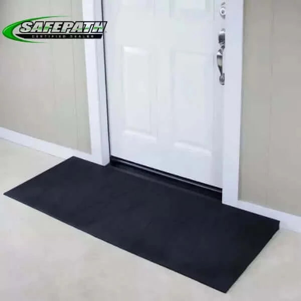 SafePath - SafeResidential ADA Rubber Threshold Ramp being used in front of a white door