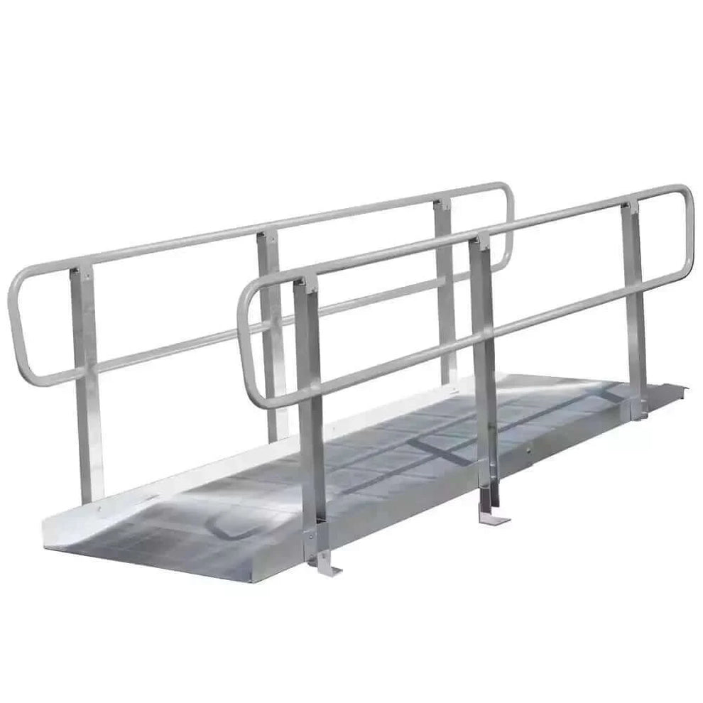 PVI OnTrac Aluminum Wheelchair Access Ramp with Handrails on a white background