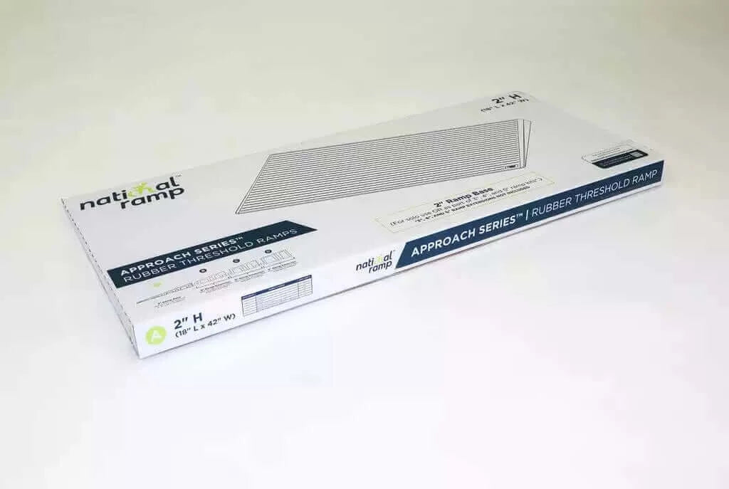 National Ramp - Approach Series Rubber Threshold Ramp for Wheelchairs - image that shows the ramp in its box