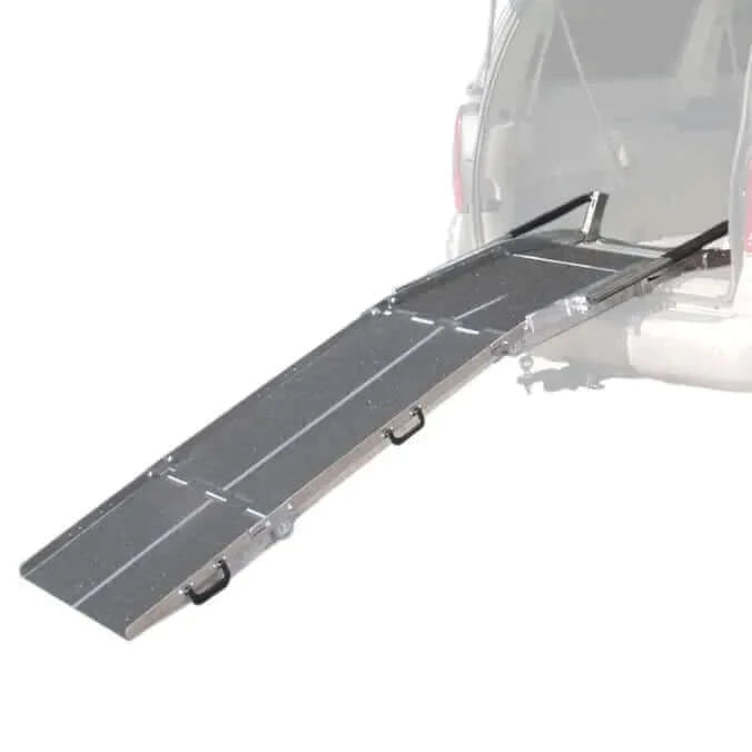 PVI - Van Ramp Adapter for Multi-Fold Rear Door Mountable Van Wheelchair Ramp - ramp being used with van and white background